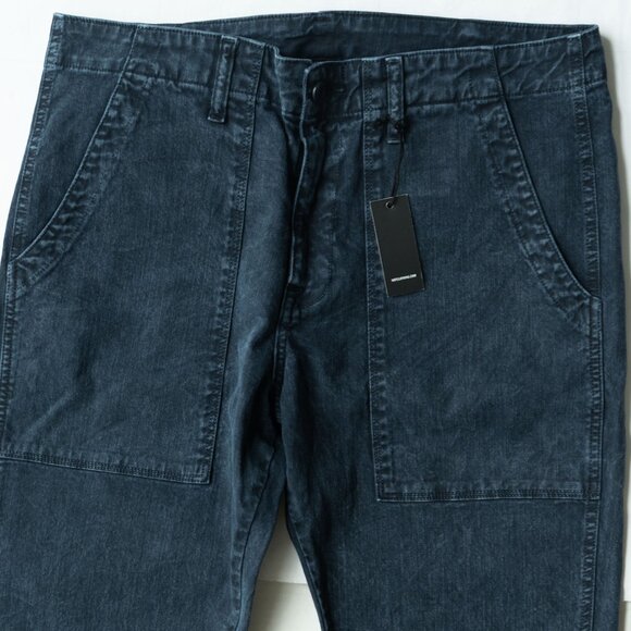 NSF Patch Pocket Denim Jean Streetwear Slim Straight Worn in Indigo Blue Pant - Picture 7 of 9